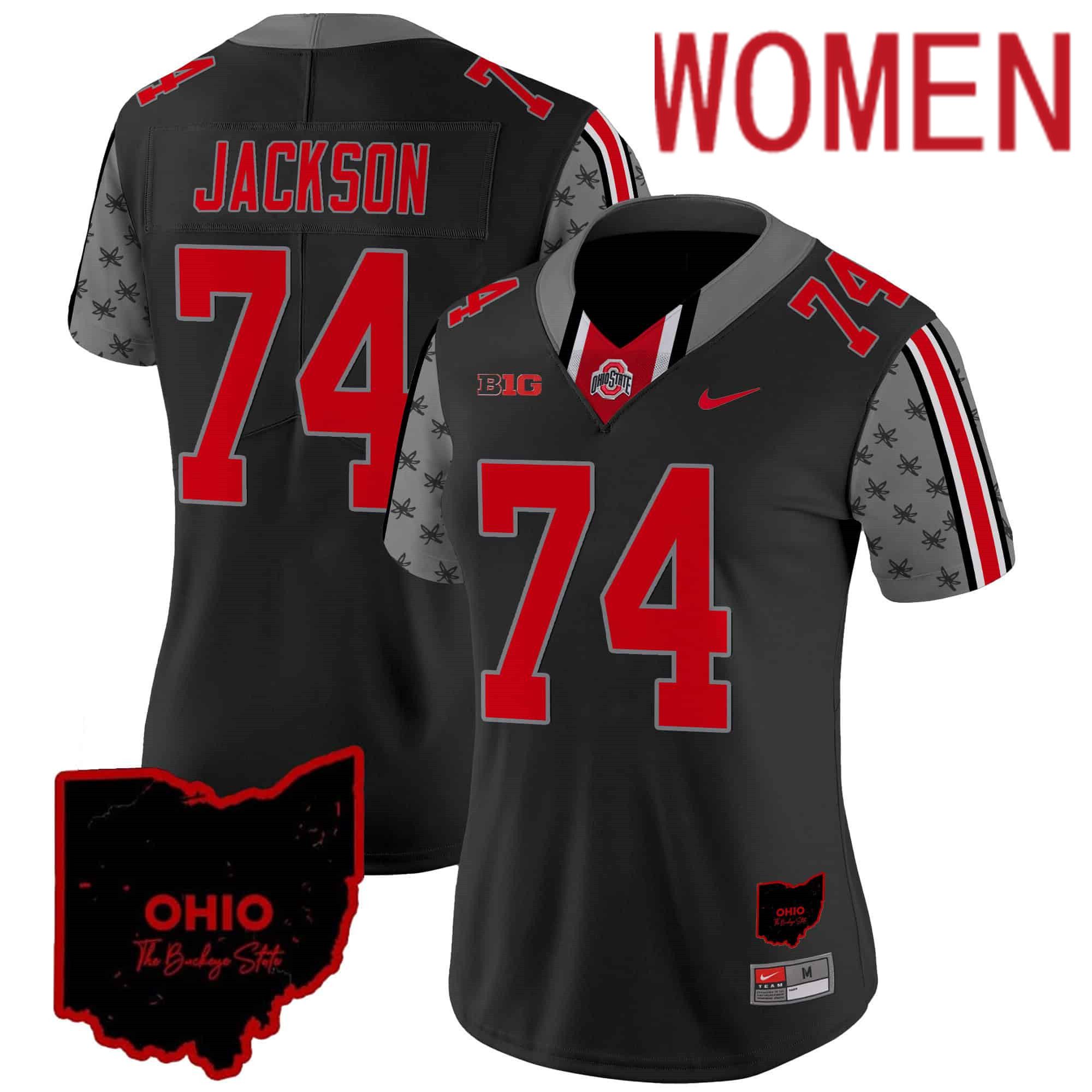 Women Ohio State Buckeyes #74 Jackson Black 2024 Nike Home Patch Vapor Limited NCAA Jersey style 1